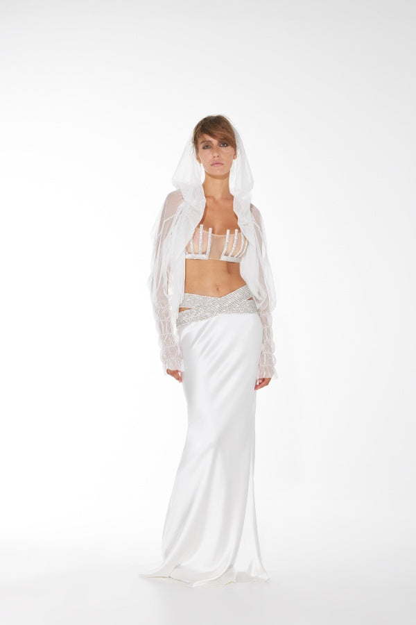 Sparkly Two Piece Maxi Dress White HV9773