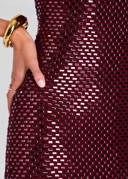 Embellished Maxi Dress Burgundy HV2725
