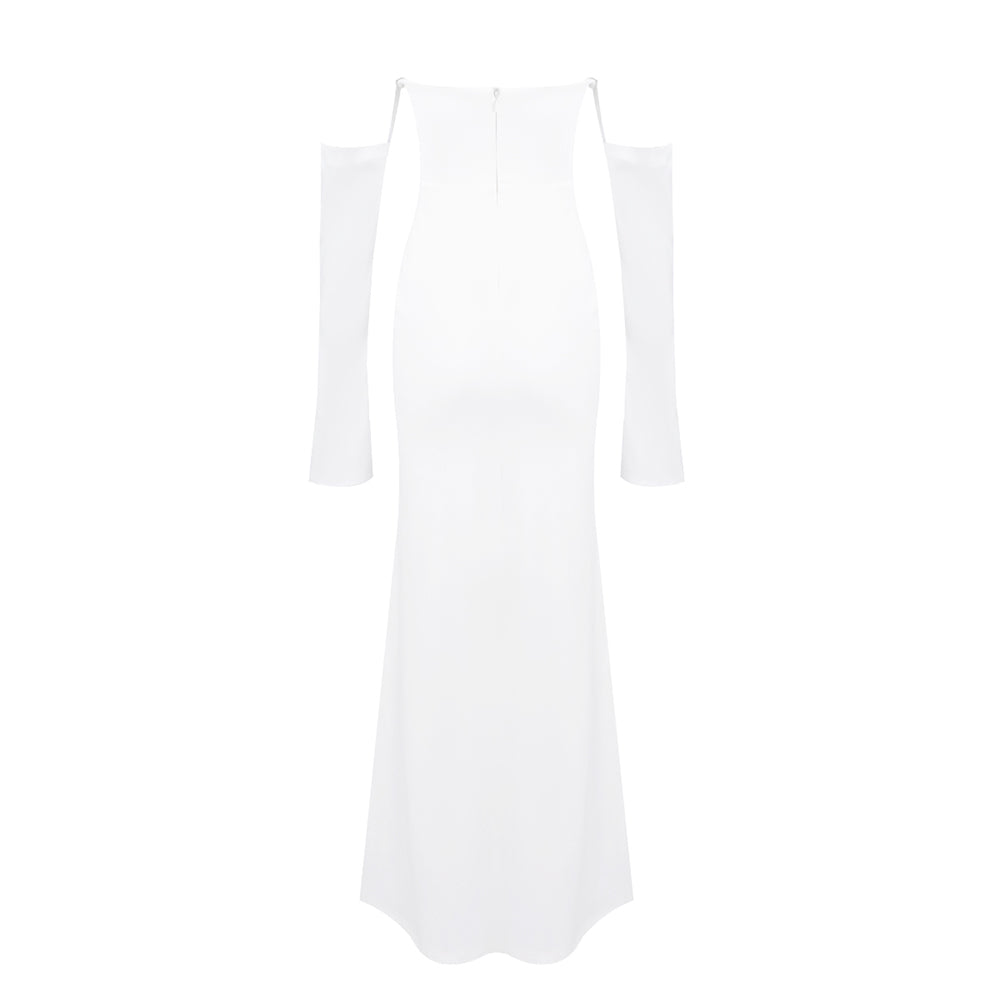Long Sleeve Strapless Draped Maxi Dress HV2127
