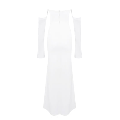 Long Sleeve Strapless Draped Maxi Dress HV2127