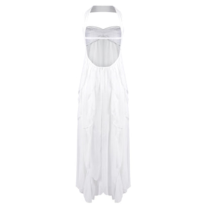 Strapless Ruffle Maxi Dress White HV2633