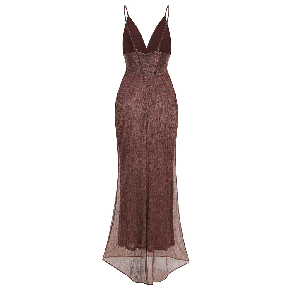 Structured Bustier Maxi Dress Brown HV3216