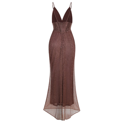Structured Bustier Maxi Dress Brown HV3216