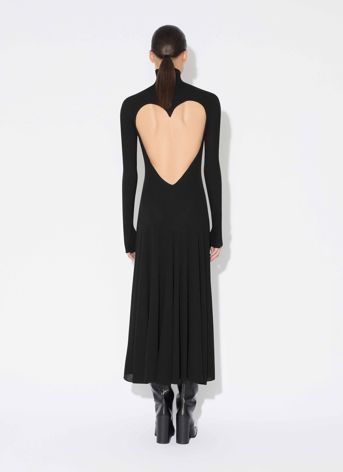 Long Sleeve Heart Cut Out Maxi Dress Black HV0046