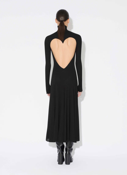 Long Sleeve Heart Cut Out Maxi Dress Black HV0046