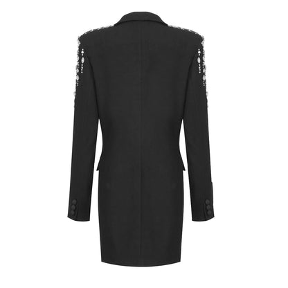 Crystal Long Sleeve Blazer Dress Black HV9991