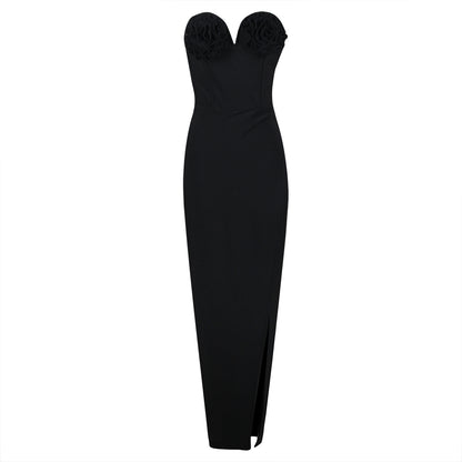 Strapless Rose Bustier Maxi Dress  HV9592