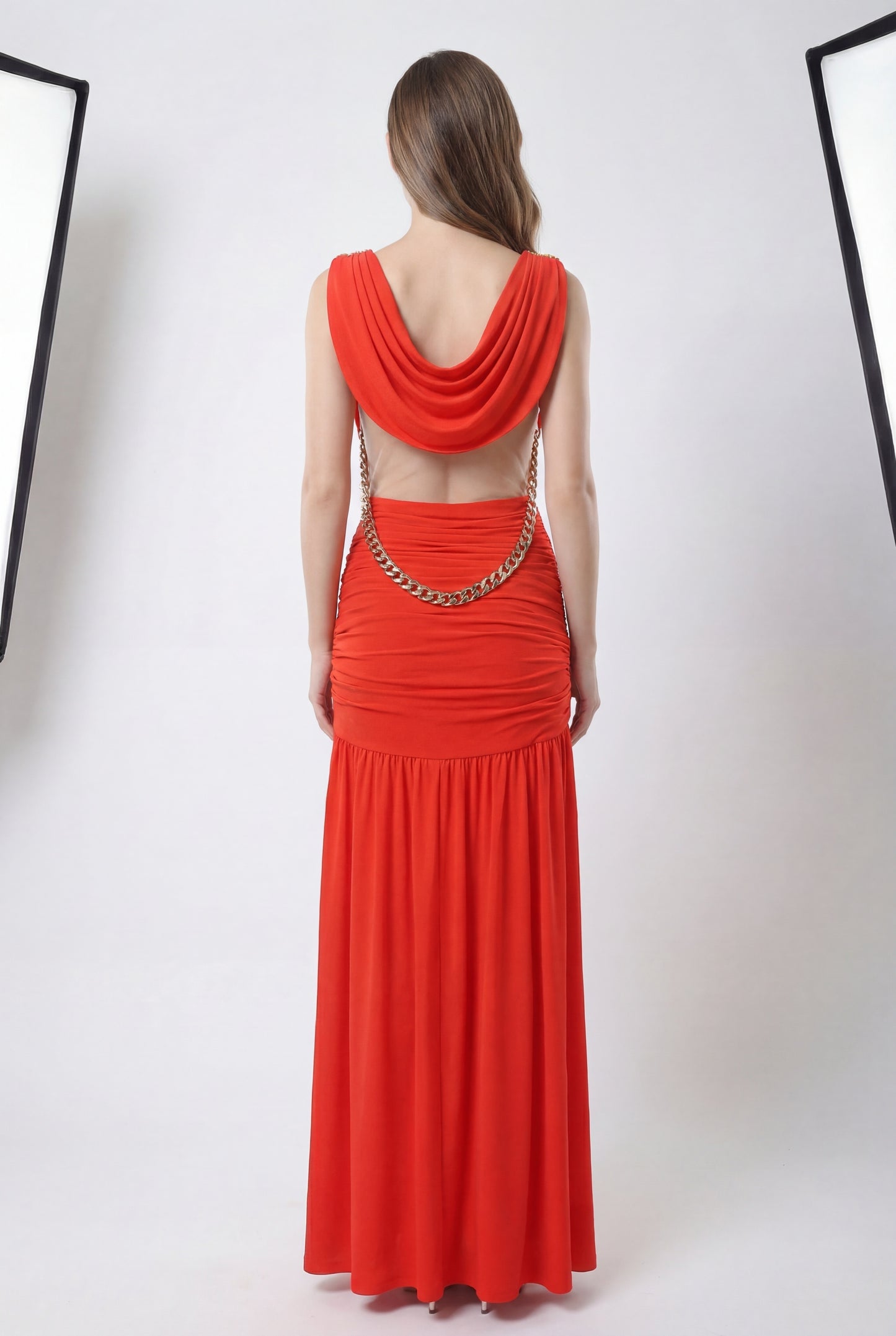 Draped Maxi Dress Orange HV2914