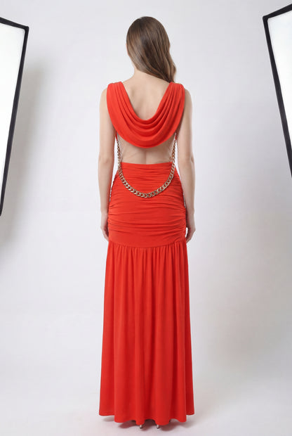 Draped Maxi Dress Orange HV2914