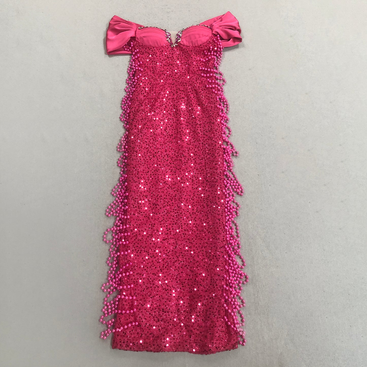 Bardot Crystal Bustier Sequin Maxi Dress Hot Pink HV2296