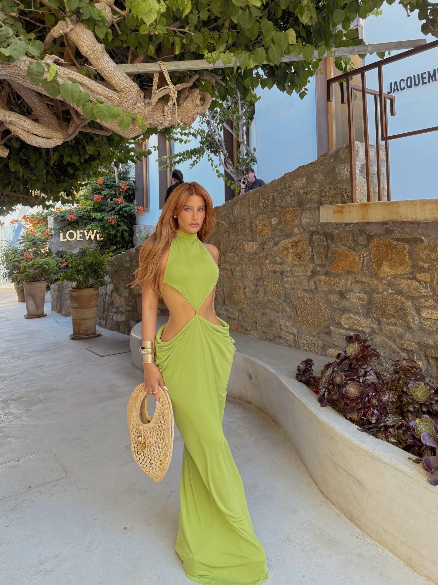 Draped Backless Maxi Dress Green HV3143