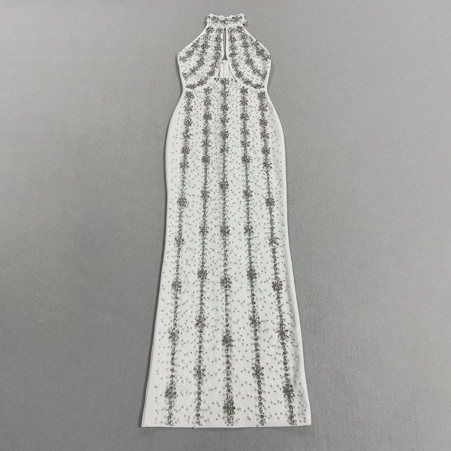 Halter Crystal Cut Out Maxi Dress  HV3082