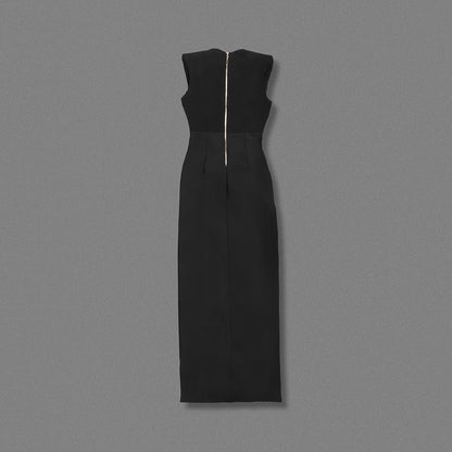 Button Detail Maxi Dress Black HV2128