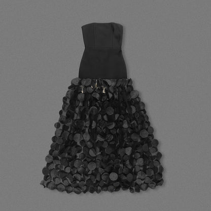 Strapless A Line Maxi Dress Black