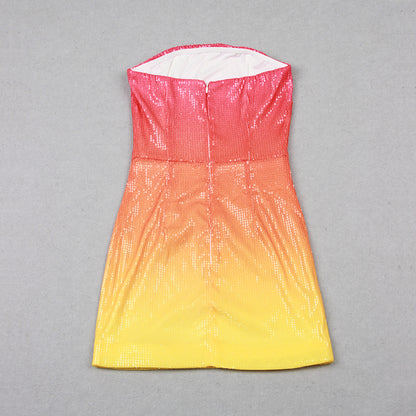 Strapless Sequin Dress Rainbow HV9905