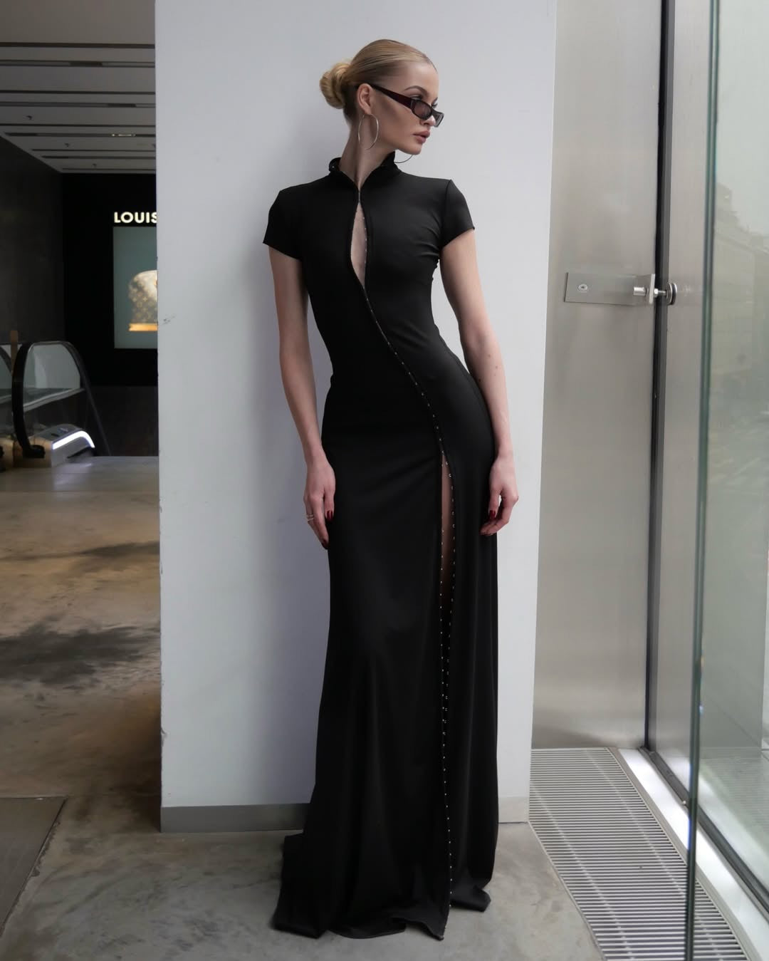 Short Sleeve Maxi Dress Black HV0081