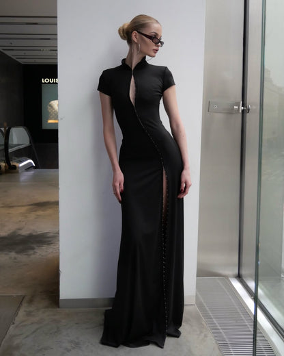 Short Sleeve Maxi Dress Black HV0081
