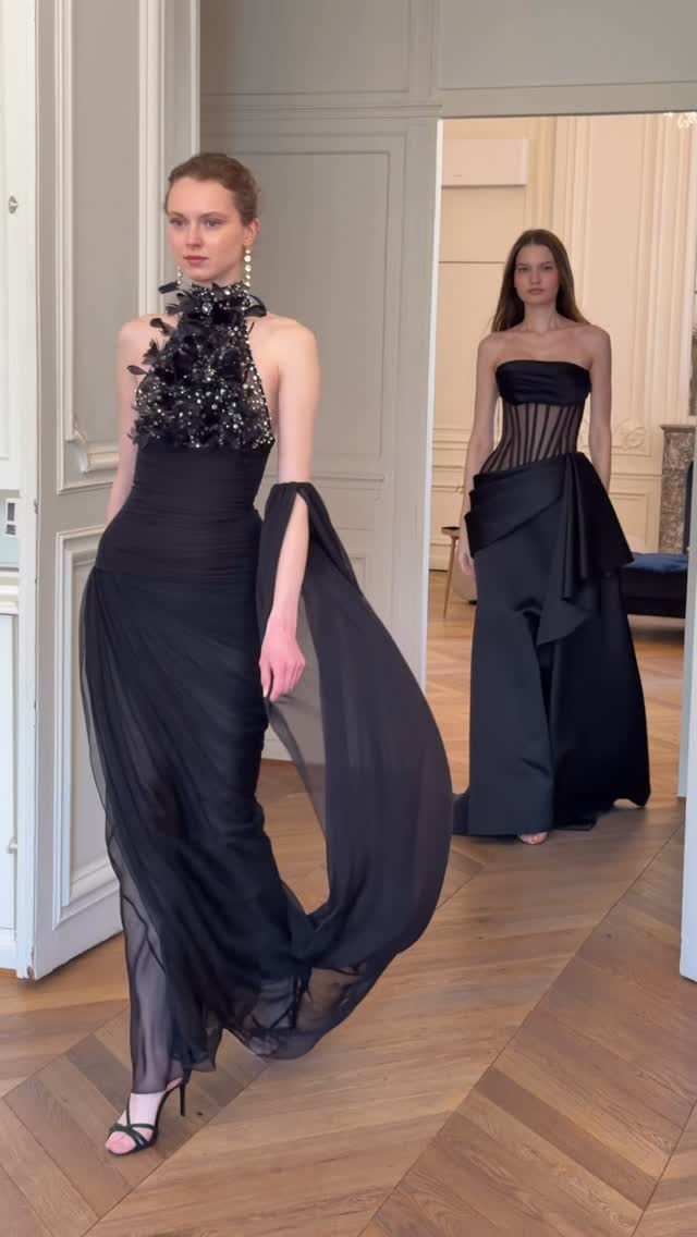 Halter Crystal Feather Draped Mesh Maxi Dress Black HV3081