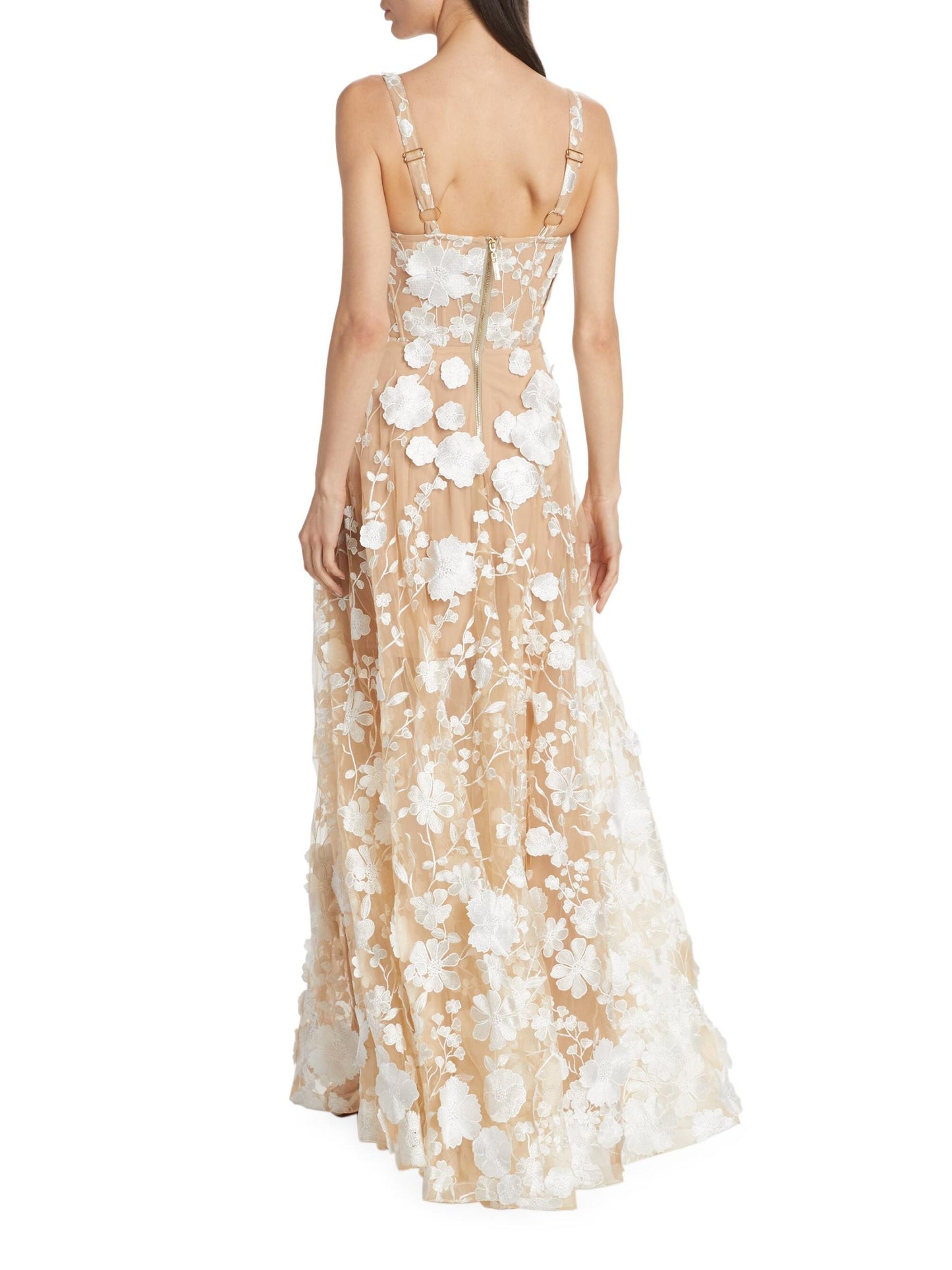 Floral Embroidered Maxi Dress White Nude HV1501