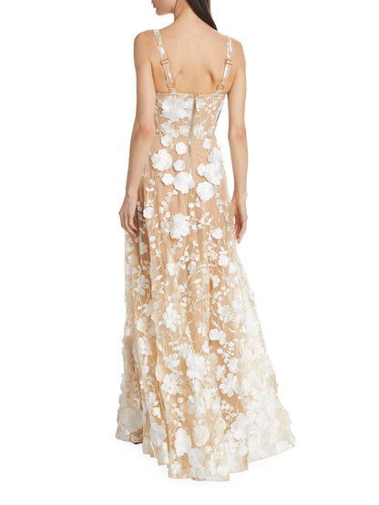 Floral Embroidered Maxi Dress White Nude HV1501