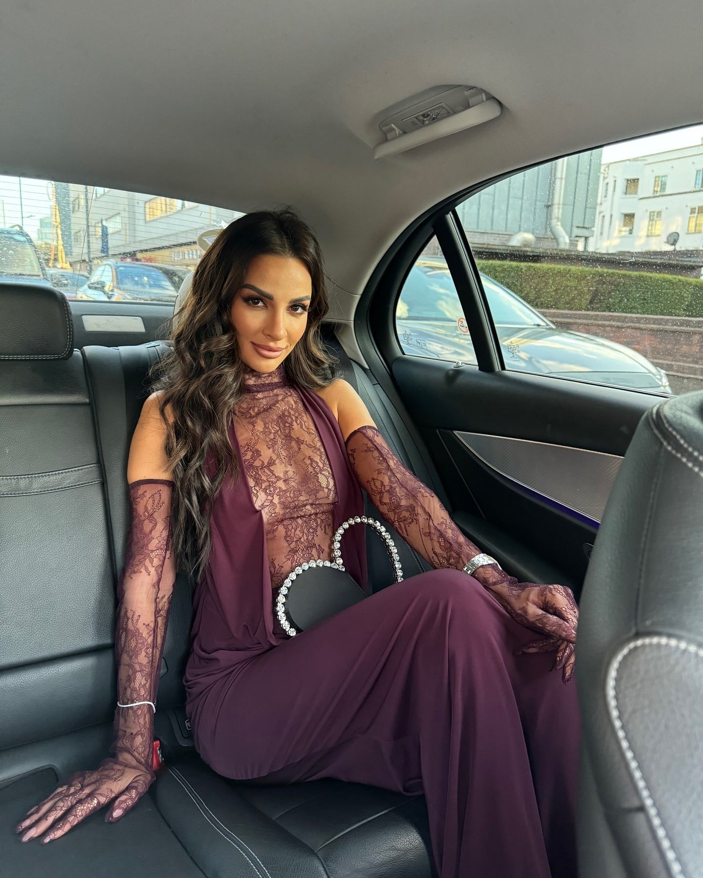 Halter Lace Insert Maxi Dress Plum HV1930