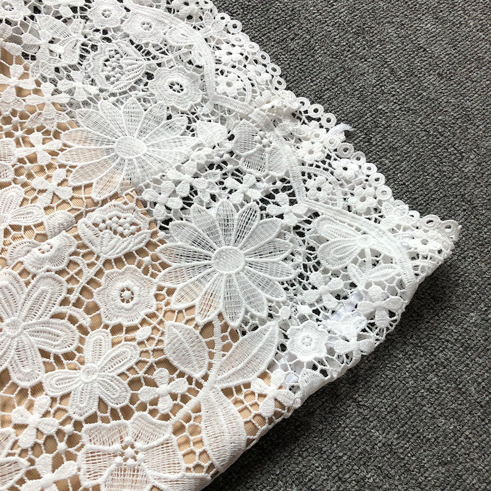 Strapless Floral Crochet Midi Dress White HV1778