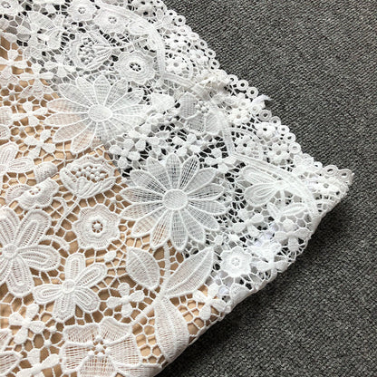 Strapless Floral Crochet Midi Dress White HV1778