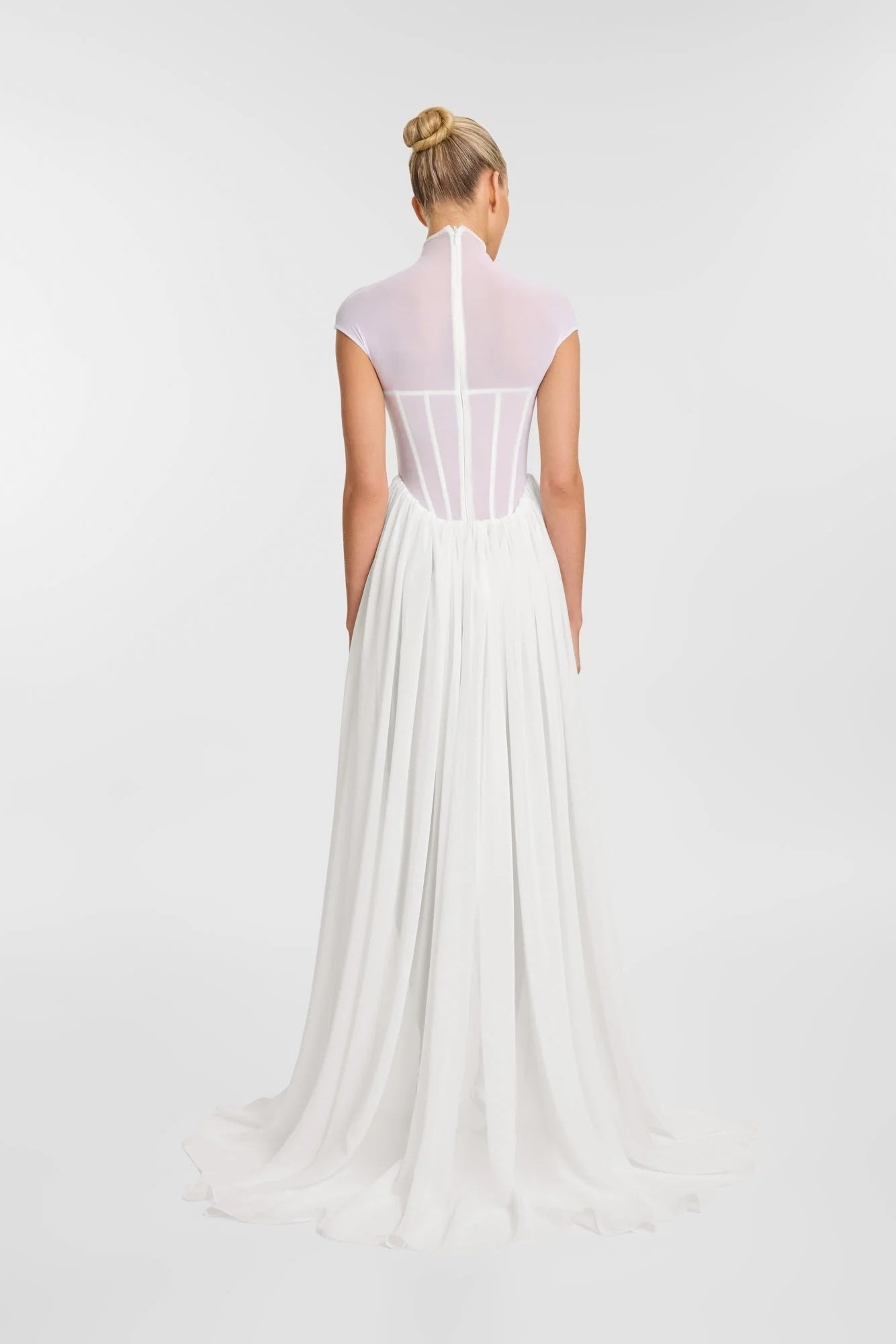 Structured Mesh A Line Maxi Dress White HV2638