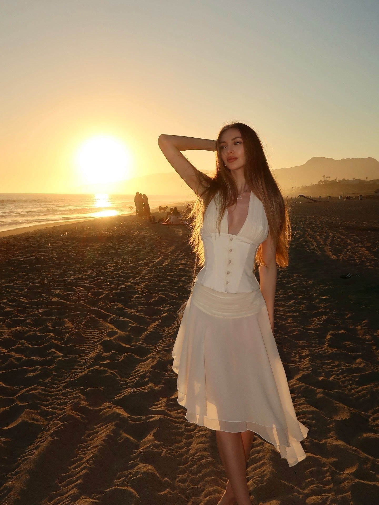 Halter A Line Two Piece Dress Ivory HV2542