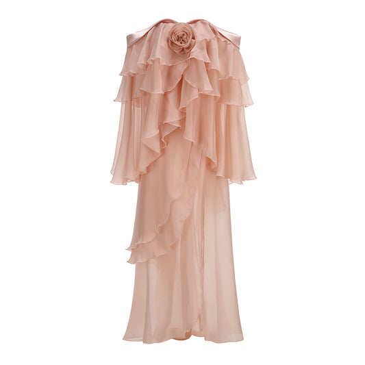 Bardot Floral Ruffle Maxi Dress Pink HV3248