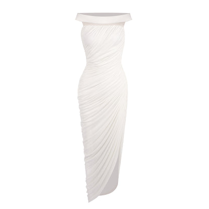 Bardot Draped Mesh Insert Maxi Dress White HV0056