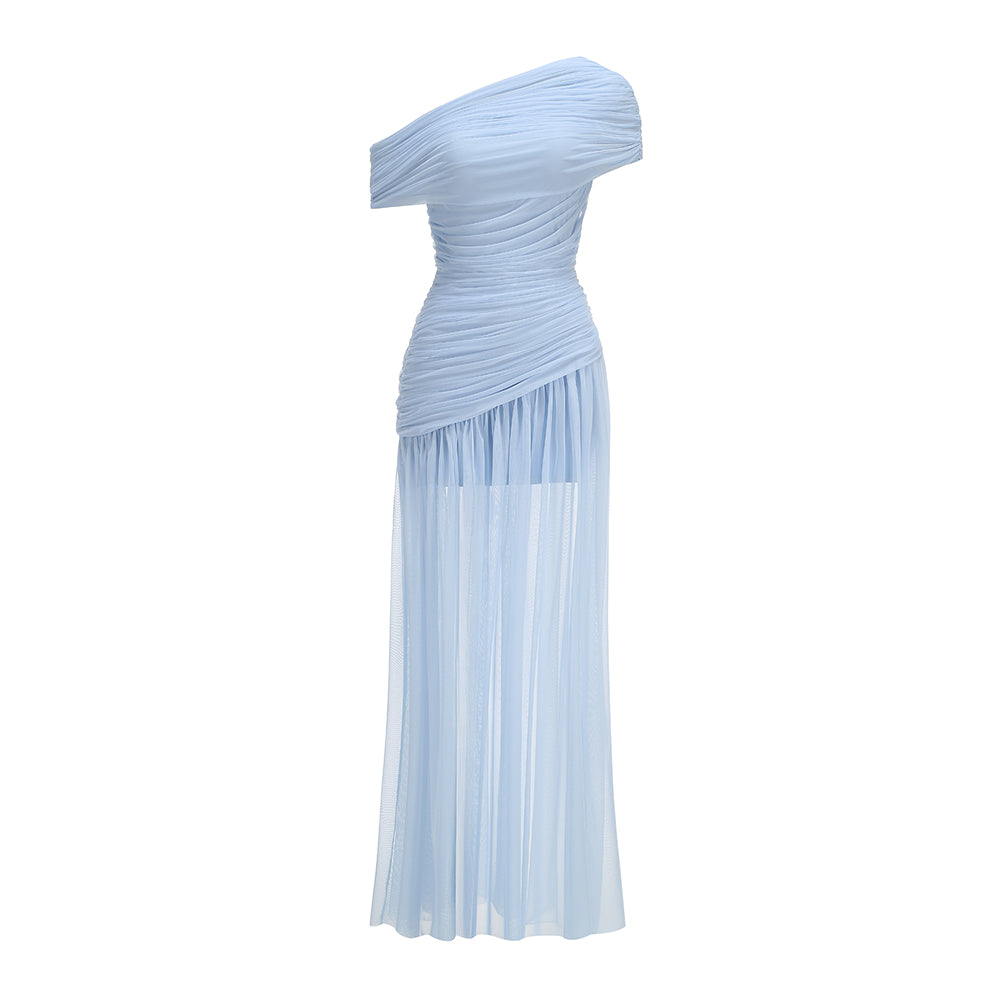 Draped One Shoulder Bardot Maxi Dress HV3135