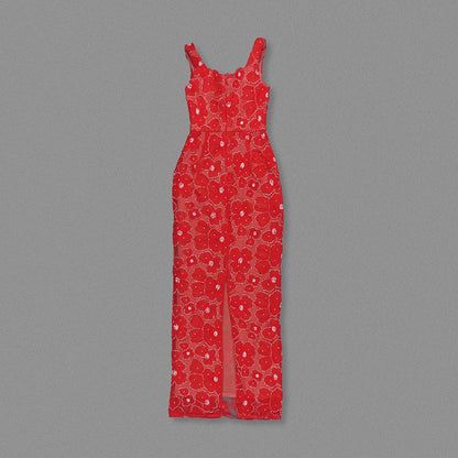 Crystal Floral Maxi Dress Red HV