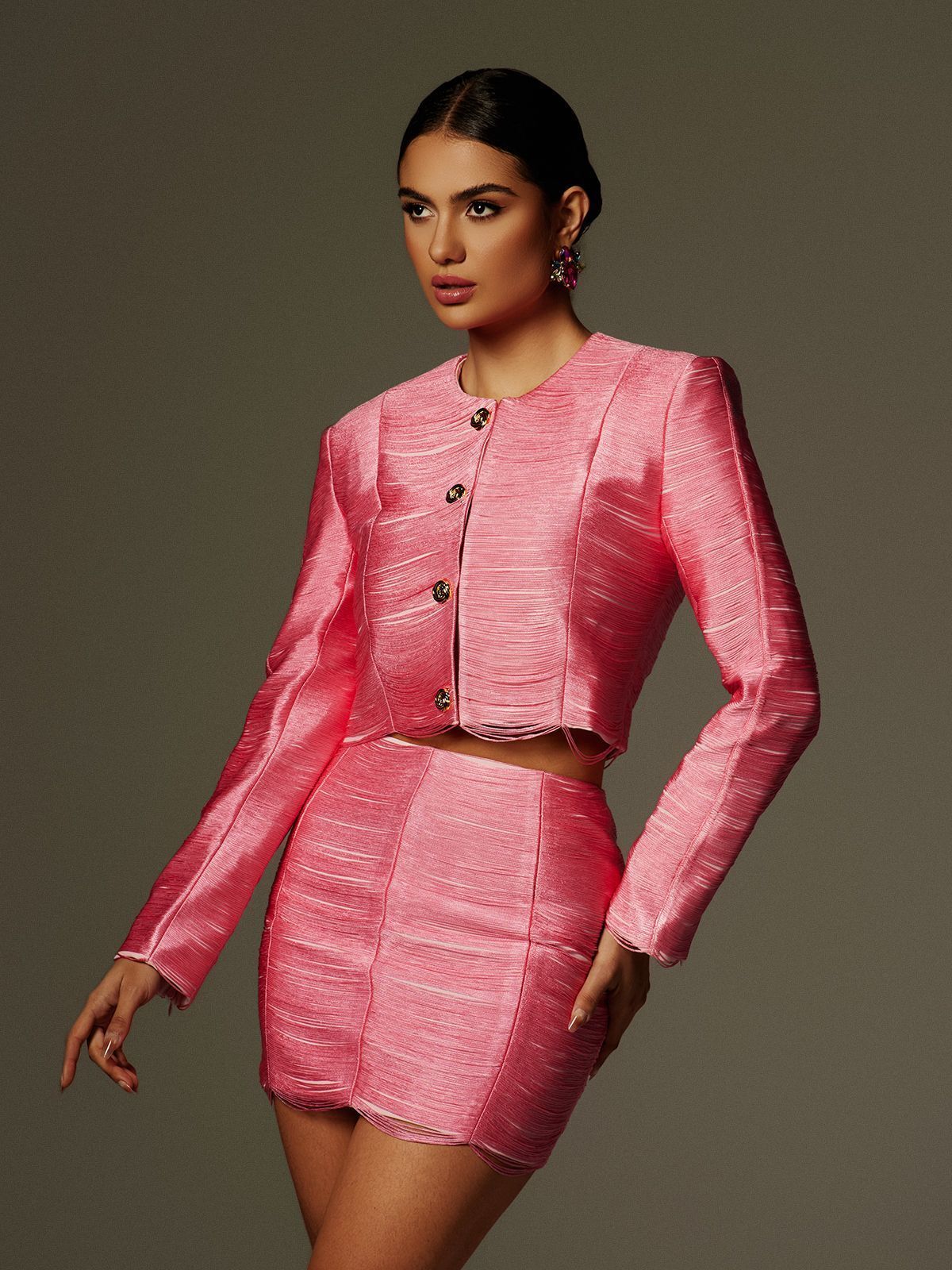 Long Sleeve Suit Hot Pink HV2889