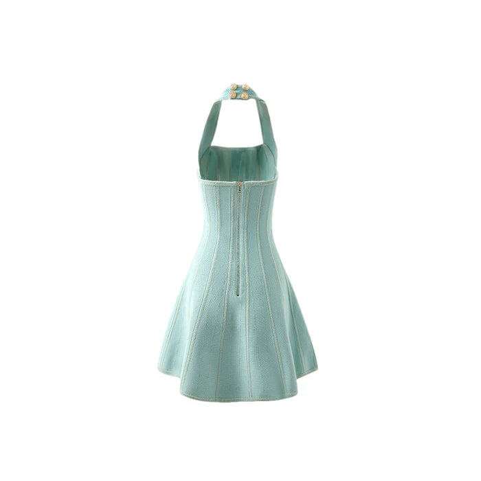 Halter A Line Dress Turquoise