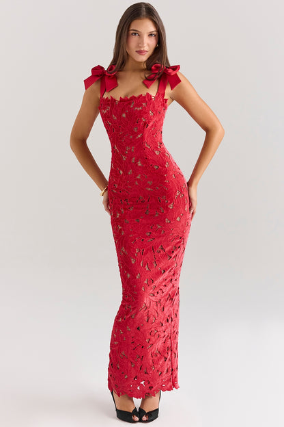 Crochet Maxi Dress Red