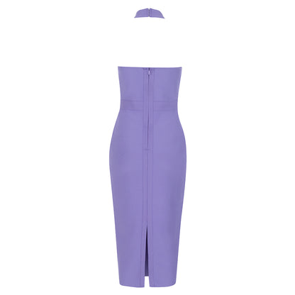 Halter Bustier Midi Dress Purple HV8768