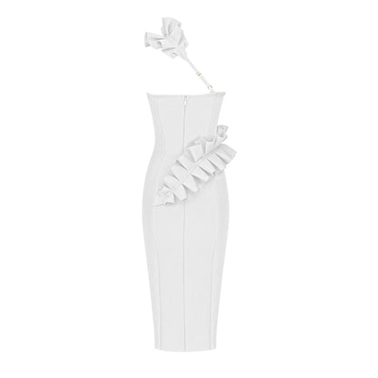 Ruffle One Shoulder Midi Dress  HV7842