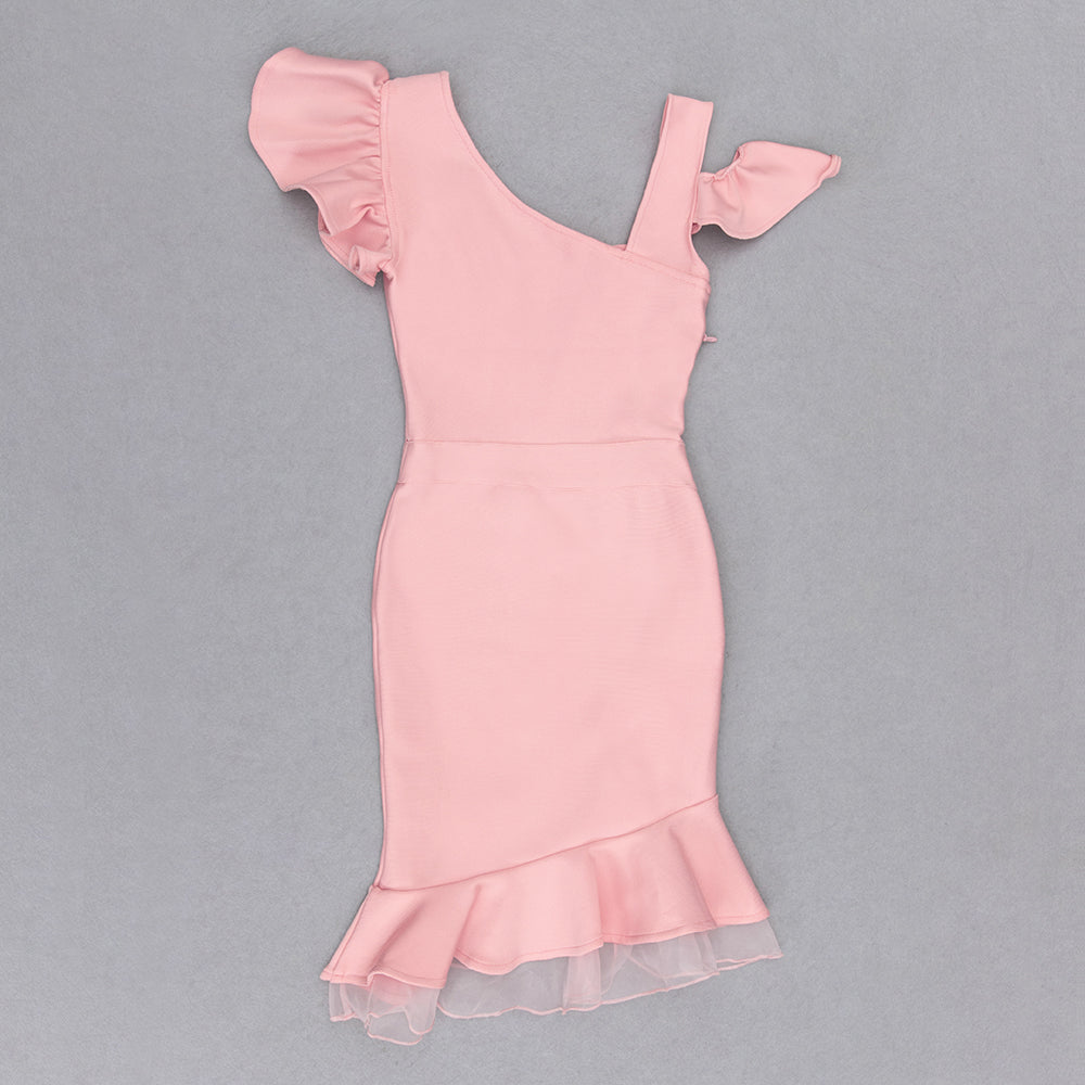 Ruffle Detail Dress Pink V9012