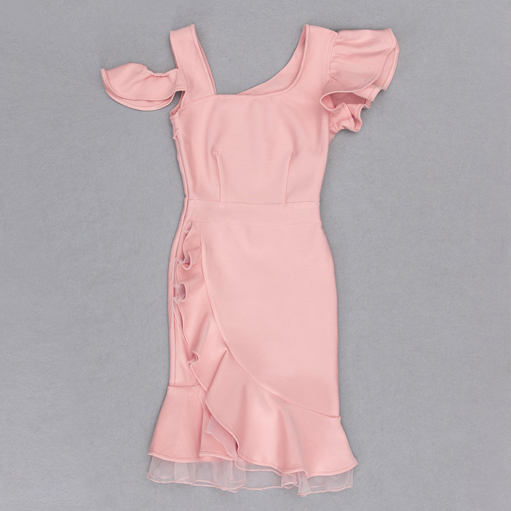 Ruffle Detail Dress Pink V9012