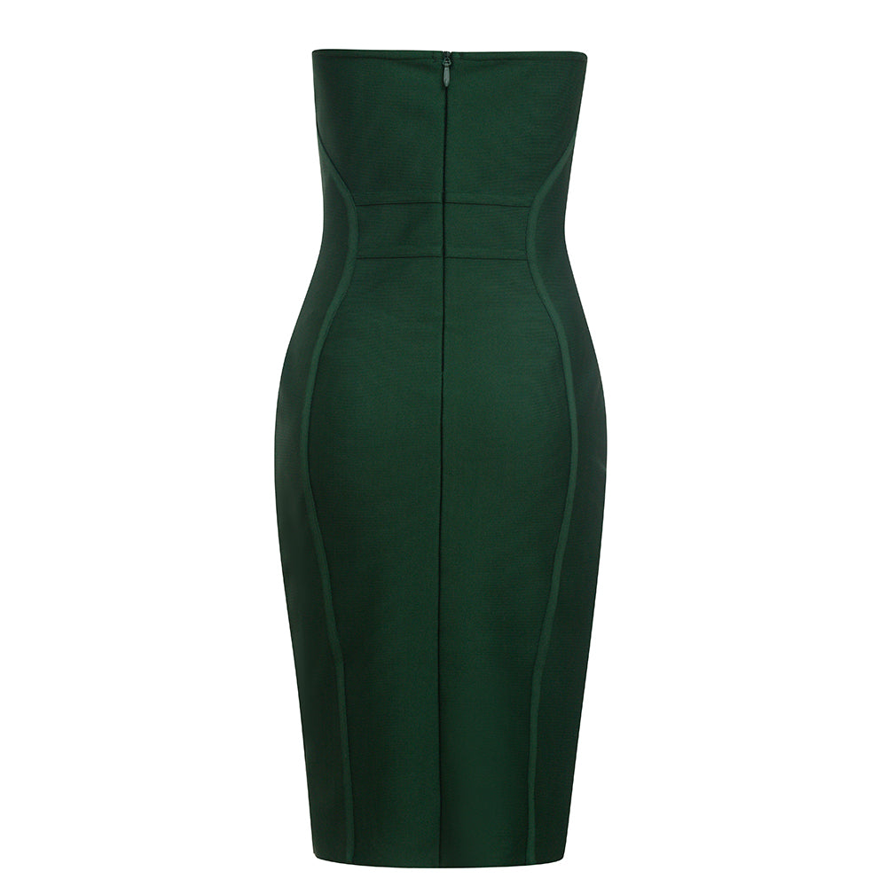 Strapless Mesh Structured Dress Green  HV8633