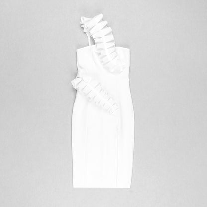 Ruffle One Shoulder Midi Dress  HV7842