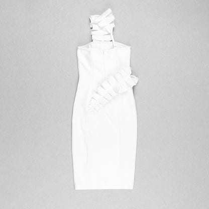 Ruffle One Shoulder Midi Dress  HV7842