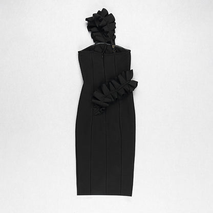 Ruffle One Shoulder Midi Dress  HV7842