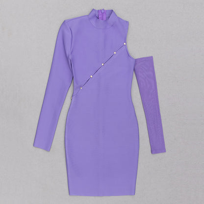 Long sleeve cold shoulder purple HV8972