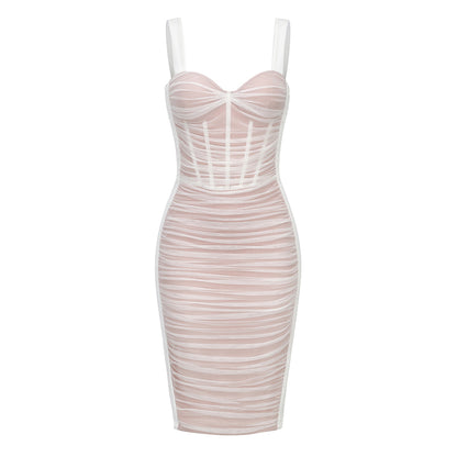 Bustier Structured Mesh Midi Dress HV8998