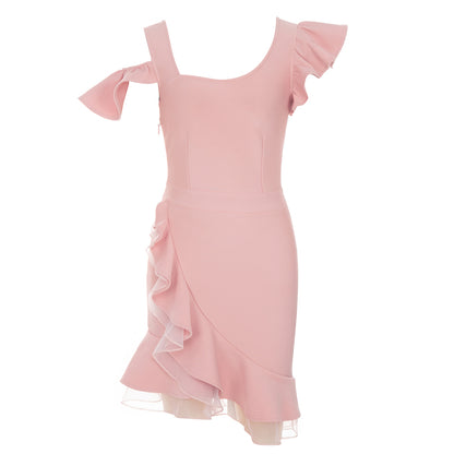 Ruffle Detail Dress Pink V9012