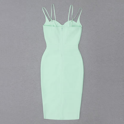 Strappy Bustier Structured Midi Dress Green  HV8551