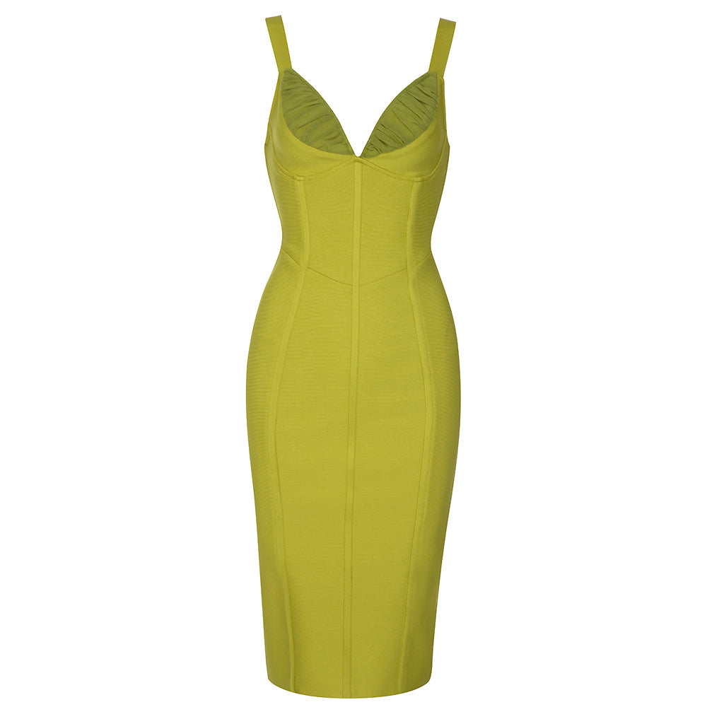 Draped Bustier Midi Dress Green HV8302