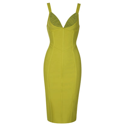 Draped Bustier Midi Dress Green HV8302